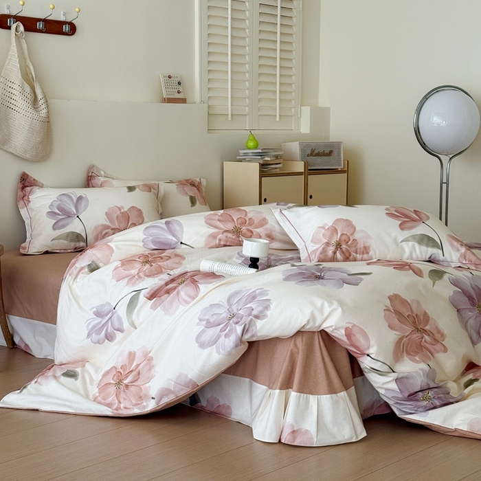 91家纺网 家纺一手货源 找家纺 于果 2025新款全棉纯棉生态磨毛四件套 茶言妙语