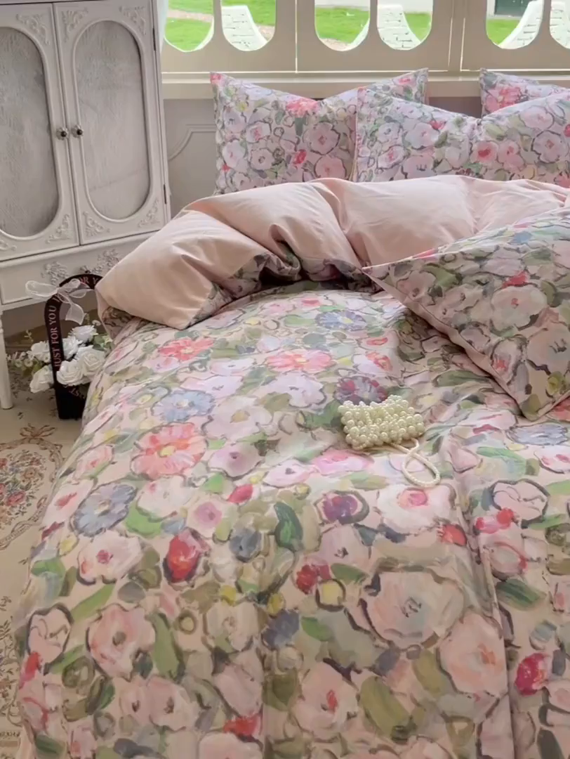 91家纺网 家纺一手货源 找家纺 田野 2025新款全棉13360加厚磨毛印花四件套 兰朵