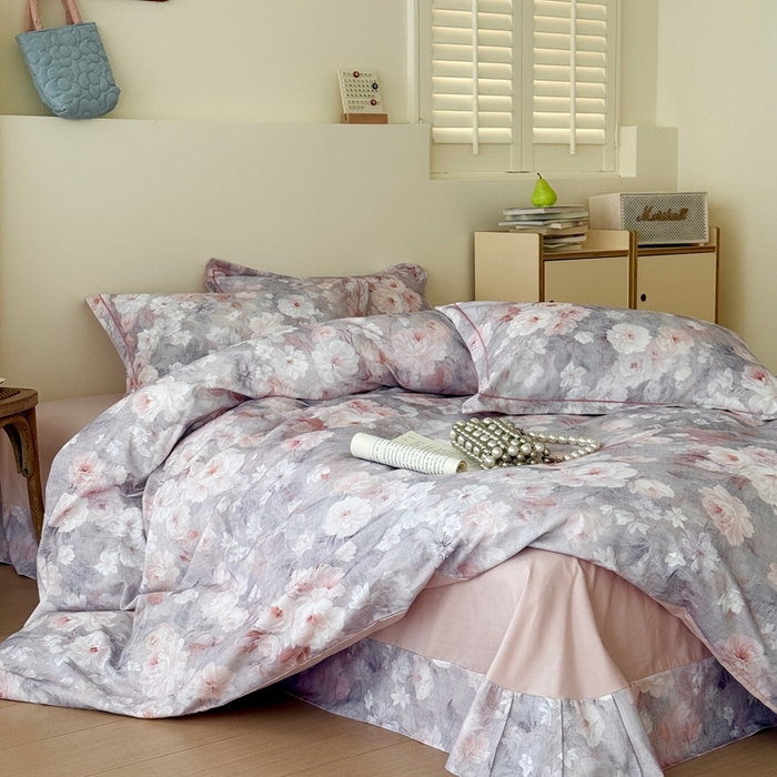 91家纺网 家纺一手货源 找家纺 于果 2025新款全棉纯棉生态磨毛四件套 花千朵