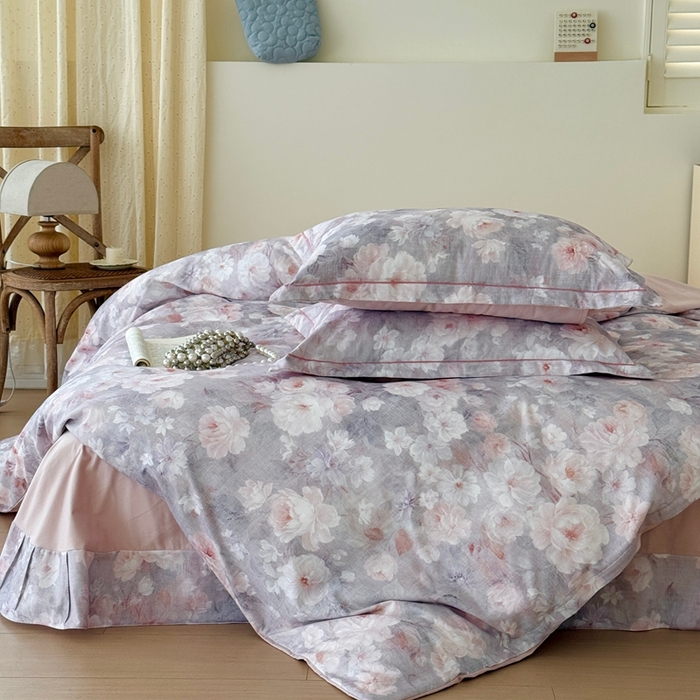 91家纺网 家纺一手货源 找家纺 于果 2025新款全棉纯棉生态磨毛四件套 花千朵