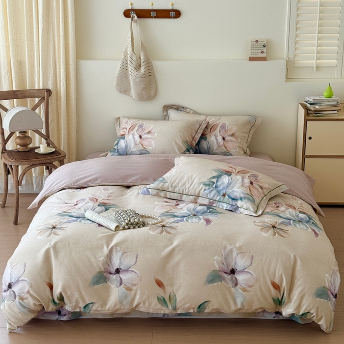 于果 2025新款全棉纯棉生态磨毛四件套 莱丝塔