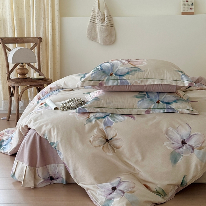 91家纺网 家纺一手货源 找家纺 于果 2025新款全棉纯棉生态磨毛四件套 莱丝塔