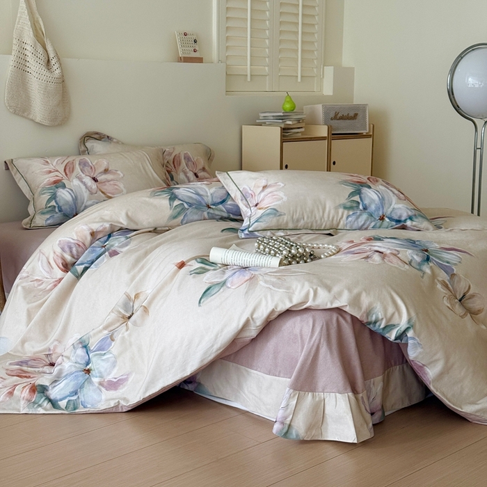 91家纺网 家纺一手货源 找家纺 于果 2025新款全棉纯棉生态磨毛四件套 莱丝塔