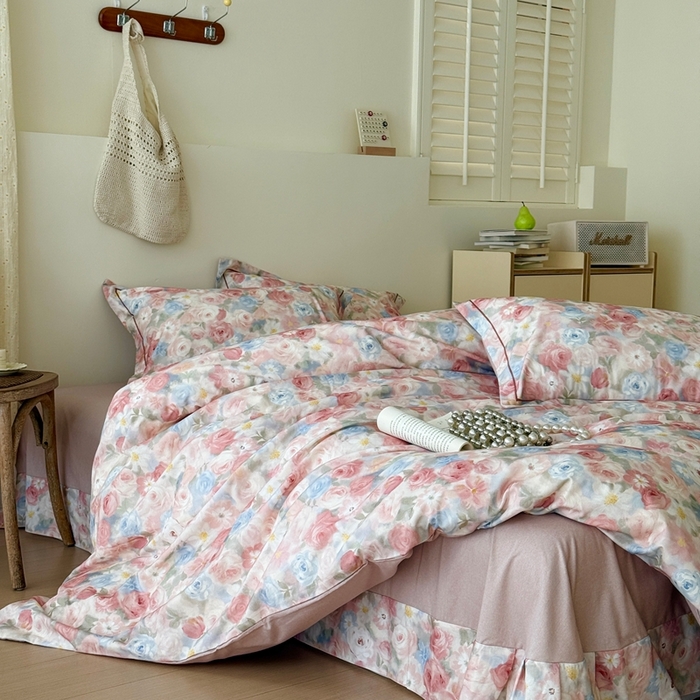 91家纺网 家纺一手货源 找家纺 于果 2025新款全棉纯棉生态磨毛四件套 甜梦茶语