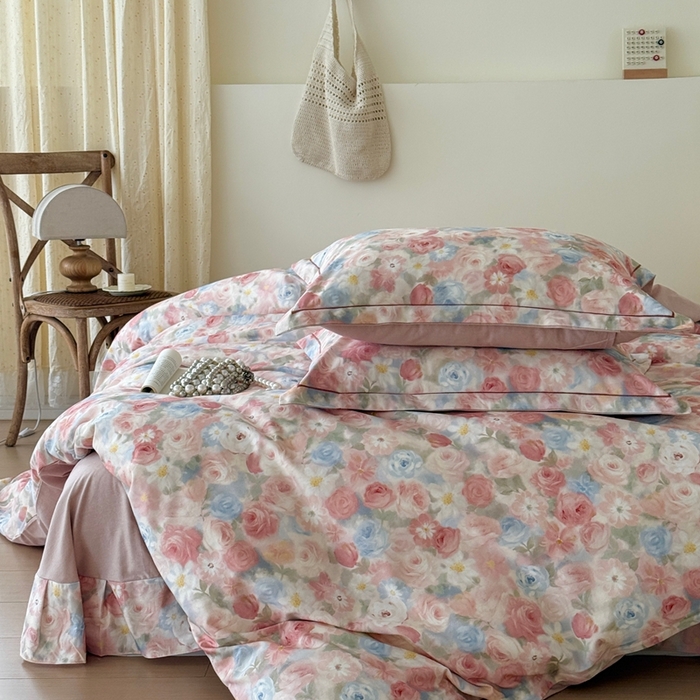 91家纺网 家纺一手货源 找家纺 于果 2025新款全棉纯棉生态磨毛四件套 甜梦茶语