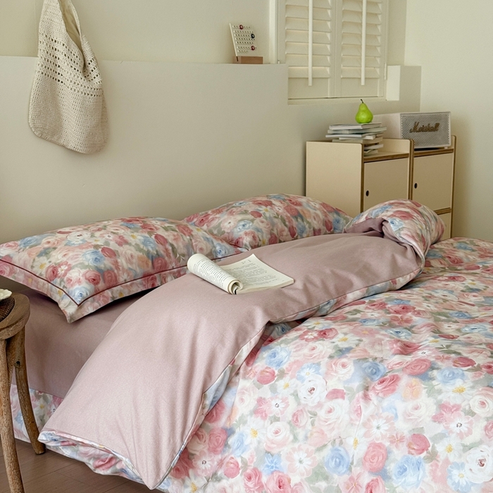 91家纺网 家纺一手货源 找家纺 于果 2025新款全棉纯棉生态磨毛四件套 甜梦茶语