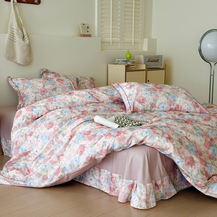 91家纺网 家纺一手货源 找家纺 于果 2025新款全棉纯棉生态磨毛四件套 甜梦茶语