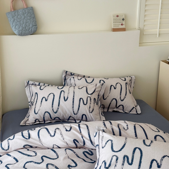 91家纺网 家纺一手货源 找家纺 于果 2025新款全棉纯棉生态磨毛四件套 幸运熊-蓝