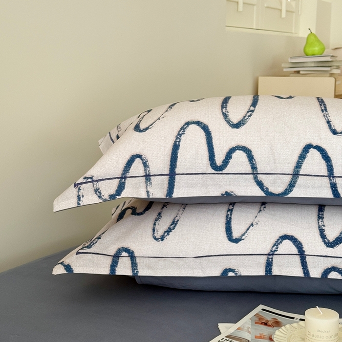 91家纺网 家纺一手货源 找家纺 于果 2025新款全棉纯棉生态磨毛四件套 幸运熊-蓝