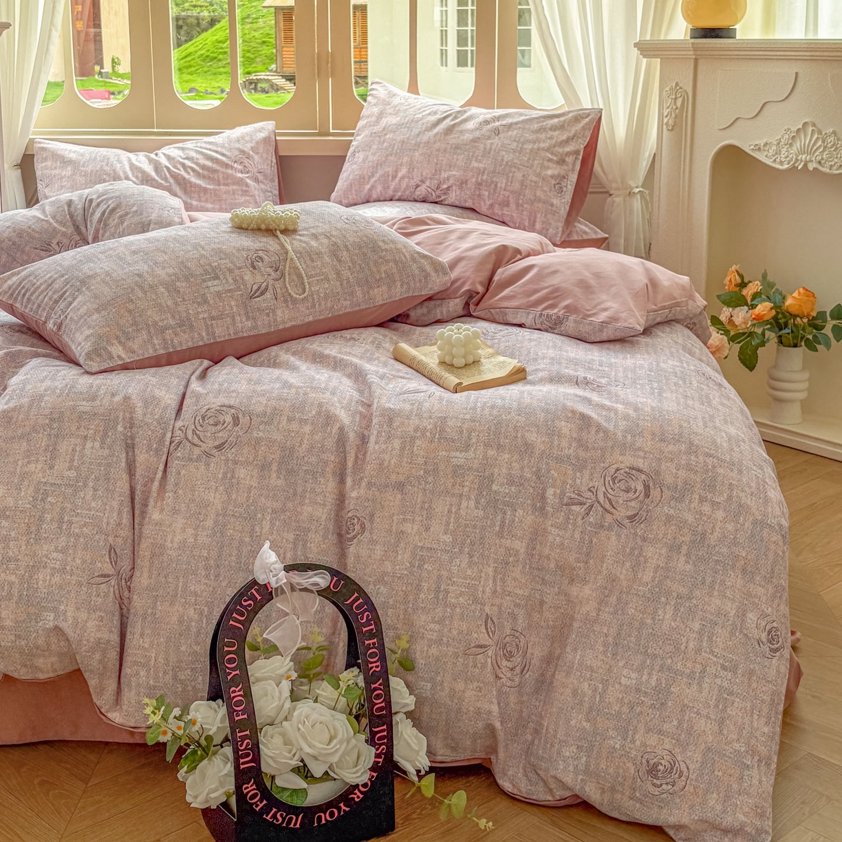 91家纺网 家纺一手货源 找家纺 田野 2025新款全棉13360加厚磨毛印花四件套 乐野-豆沙