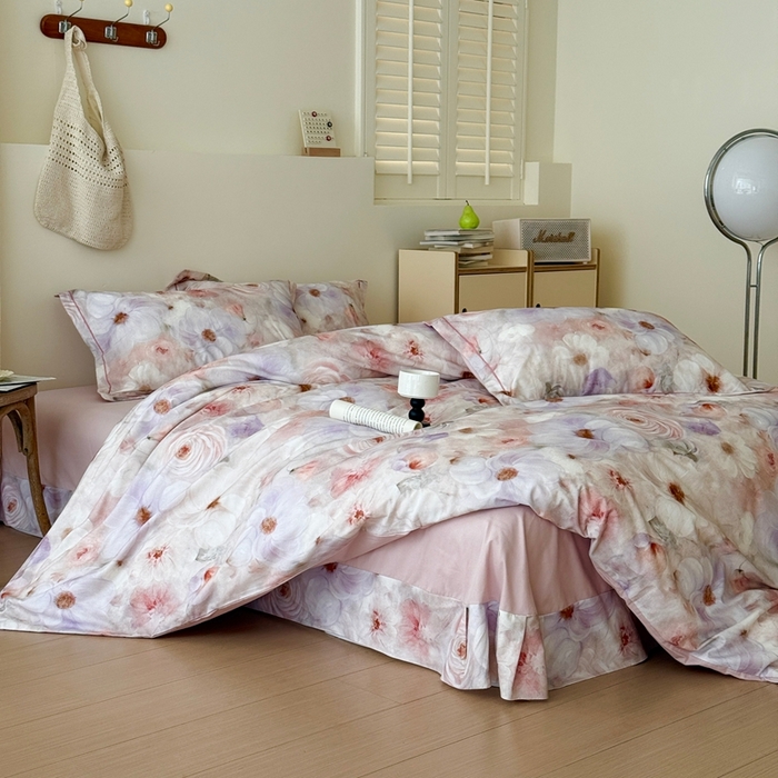 91家纺网 家纺一手货源 找家纺 于果 2025新款全棉纯棉生态磨毛四件套 远芳