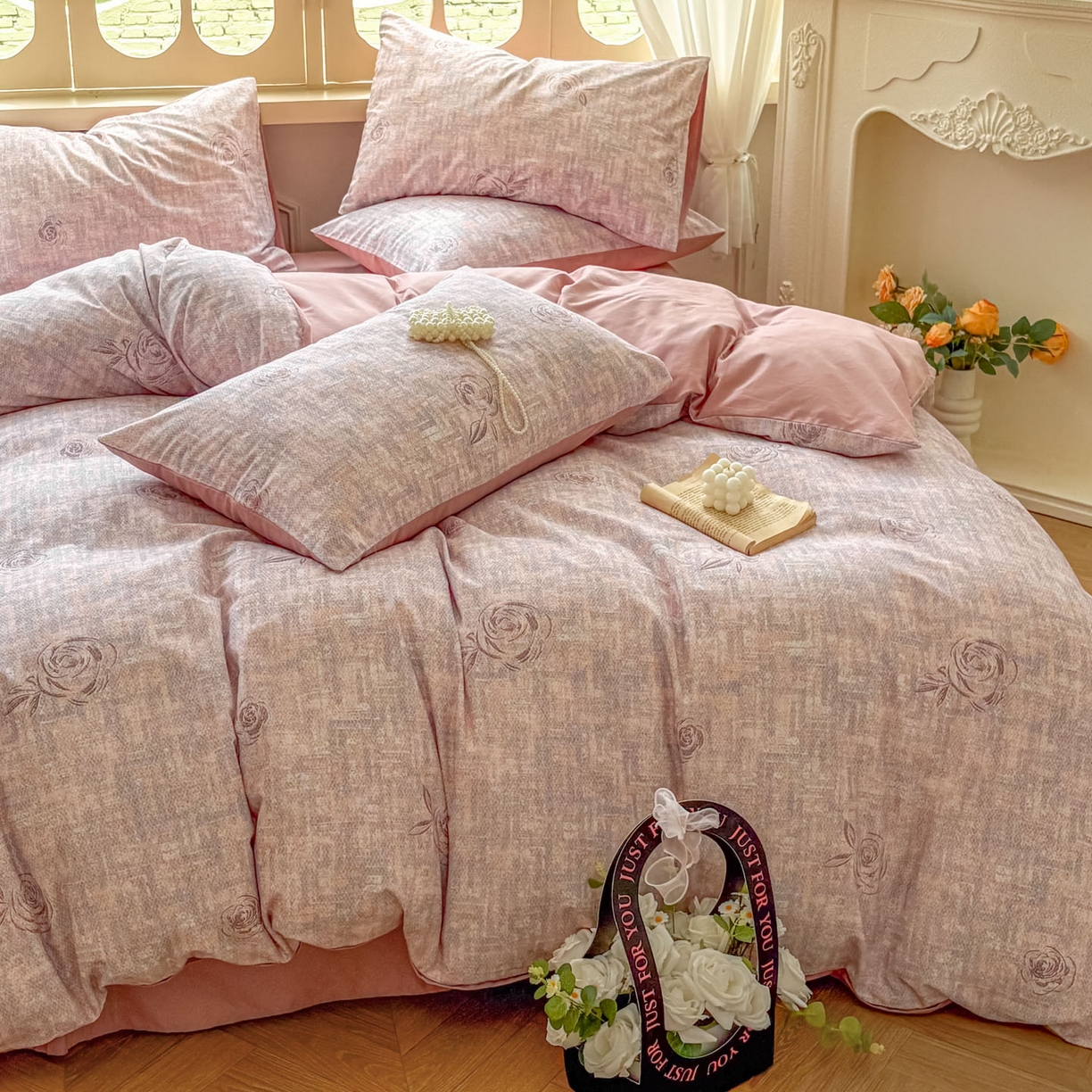 91家纺网 家纺一手货源 找家纺 田野 2025新款全棉13360加厚磨毛印花四件套 乐野-豆沙