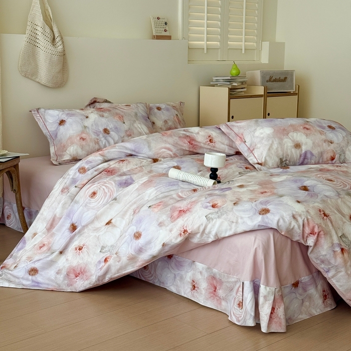 91家纺网 家纺一手货源 找家纺 于果 2025新款全棉纯棉生态磨毛四件套 远芳