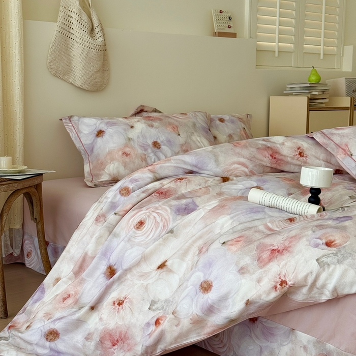 91家纺网 家纺一手货源 找家纺 于果 2025新款全棉纯棉生态磨毛四件套 远芳