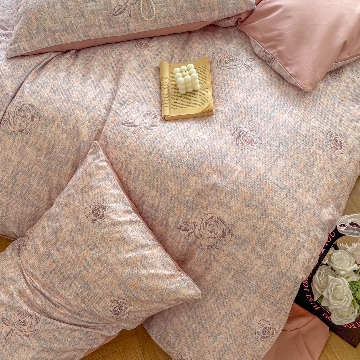 91家纺网 家纺一手货源 找家纺 田野 2025新款全棉13360加厚磨毛印花四件套 乐野-豆沙