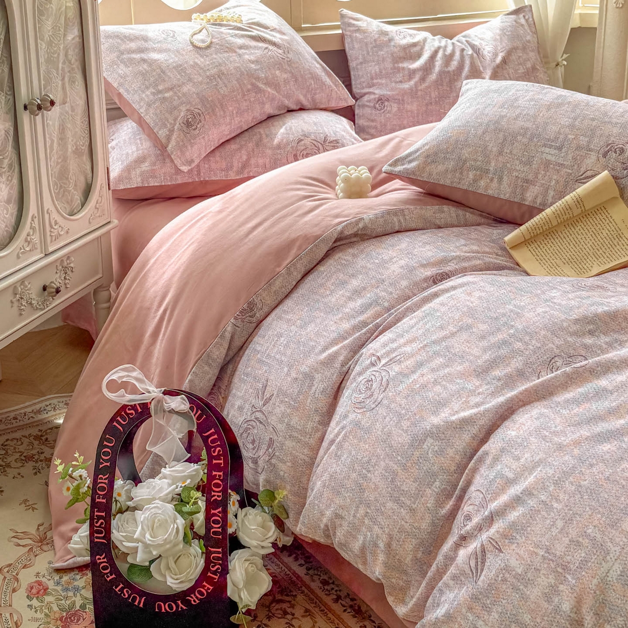 91家纺网 家纺一手货源 找家纺 田野 2025新款全棉13360加厚磨毛印花四件套 乐野-豆沙