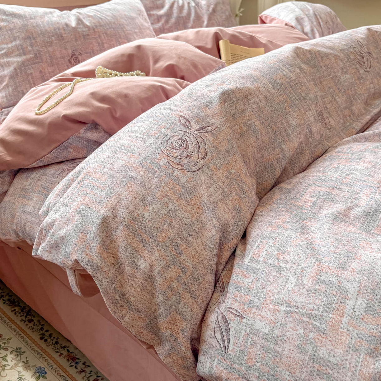 91家纺网 家纺一手货源 找家纺 田野 2025新款全棉13360加厚磨毛印花四件套 乐野-豆沙