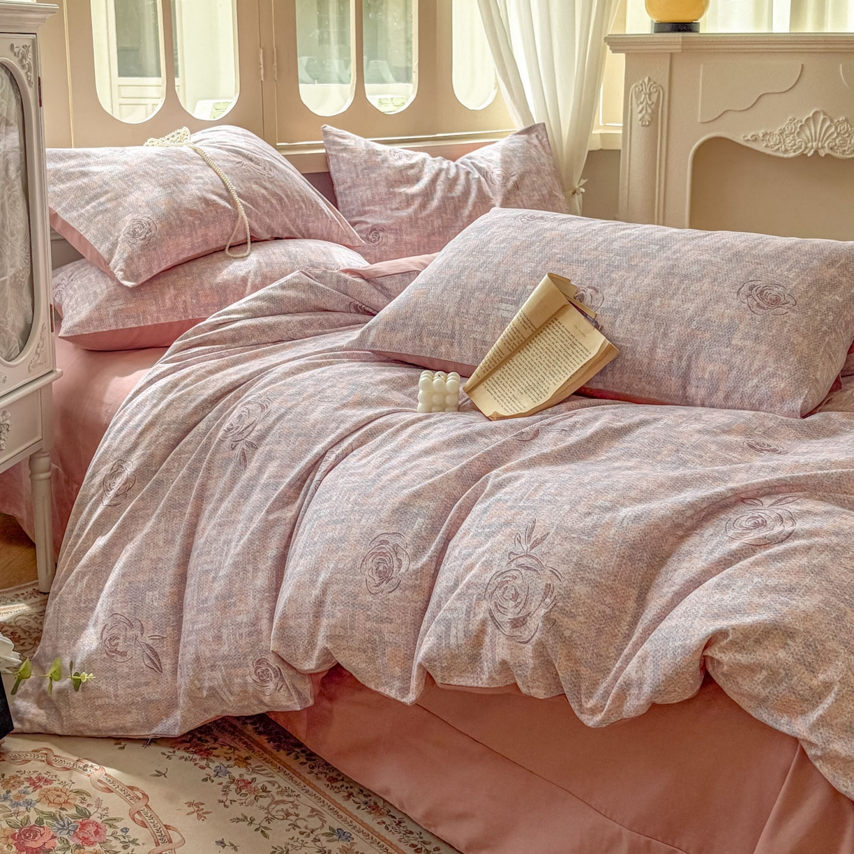 91家纺网 家纺一手货源 找家纺 田野 2025新款全棉13360加厚磨毛印花四件套 乐野-豆沙