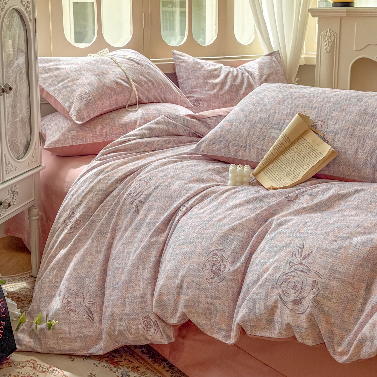 91家纺网 家纺一手货源 找家纺 田野 2025新款全棉13360加厚磨毛印花四件套 乐野-豆沙