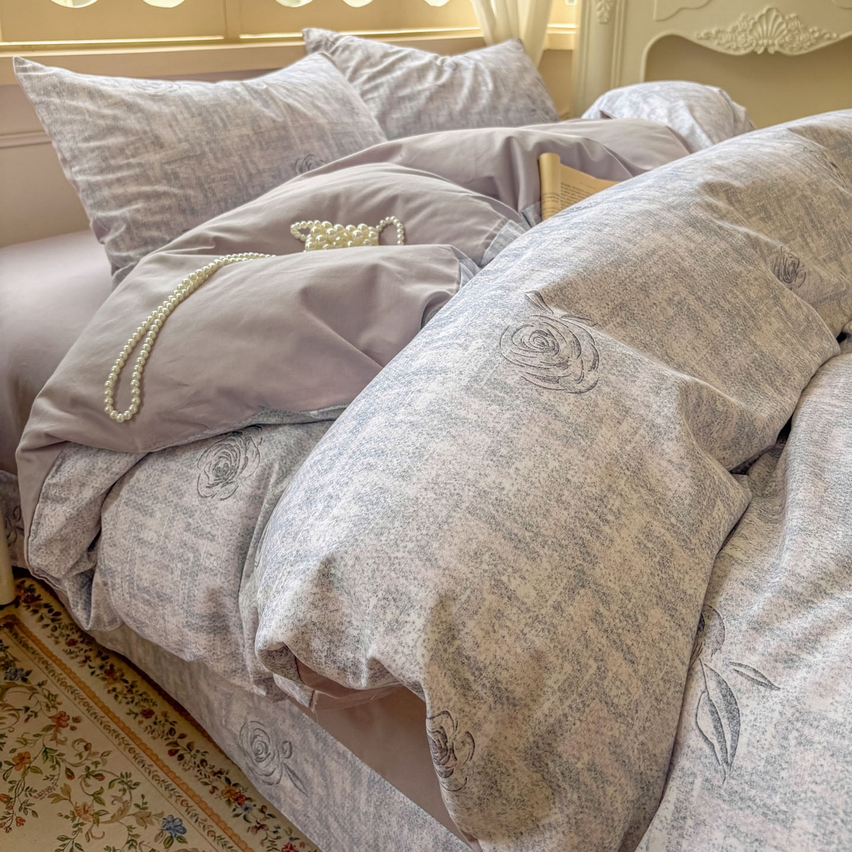 91家纺网 家纺一手货源 找家纺 田野 2025新款全棉13360加厚磨毛印花四件套 乐野-蓝