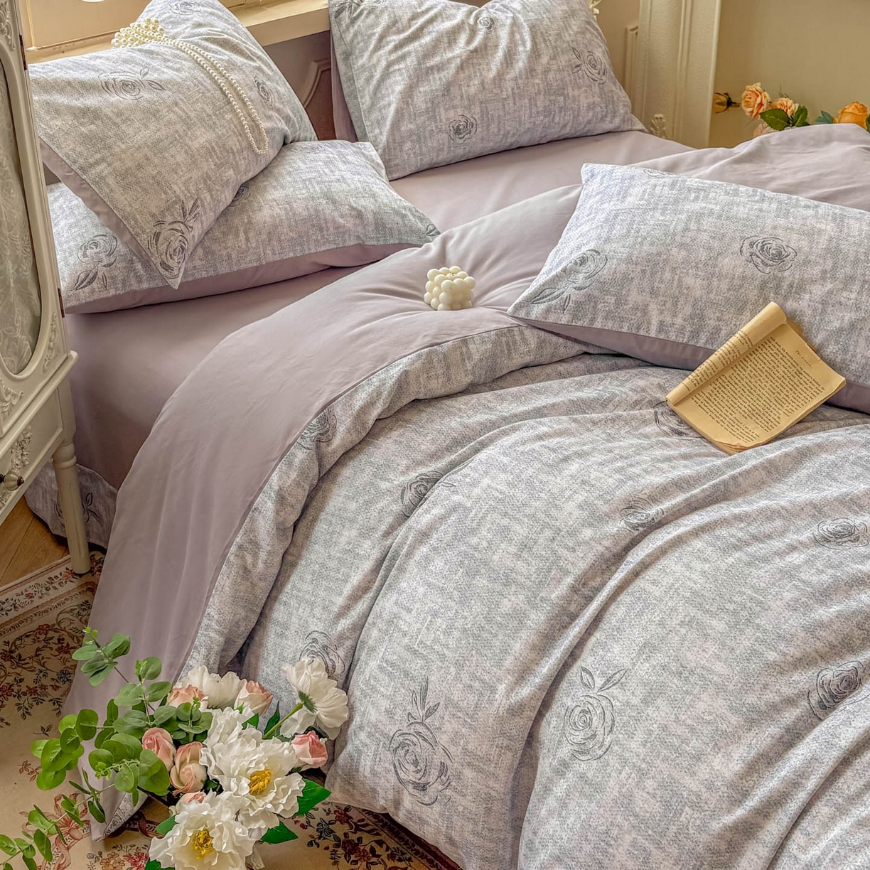 91家纺网 家纺一手货源 找家纺 田野 2025新款全棉13360加厚磨毛印花四件套 乐野-蓝