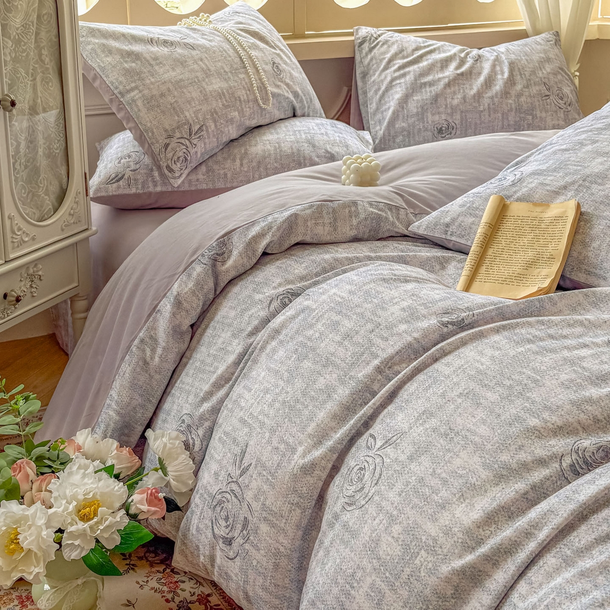 91家纺网 家纺一手货源 找家纺 田野 2025新款全棉13360加厚磨毛印花四件套 乐野-蓝