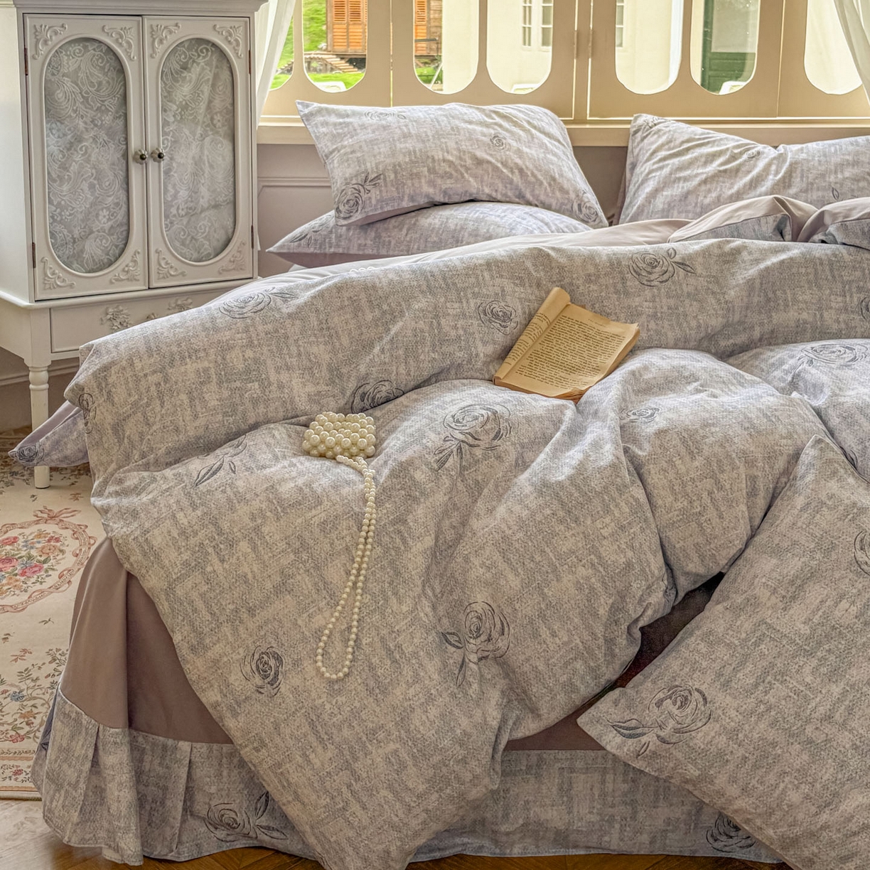 91家纺网 家纺一手货源 找家纺 田野 2025新款全棉13360加厚磨毛印花四件套 乐野-蓝