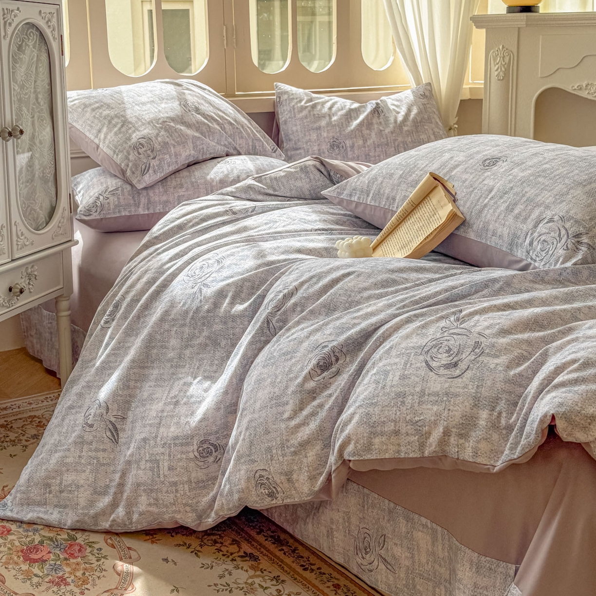 91家纺网 家纺一手货源 找家纺 田野 2025新款全棉13360加厚磨毛印花四件套 乐野-蓝