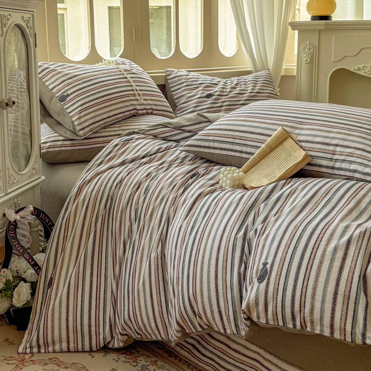 91家纺网 家纺一手货源 找家纺 田野 2025新款全棉13360加厚磨毛印花四件套 清游-绿