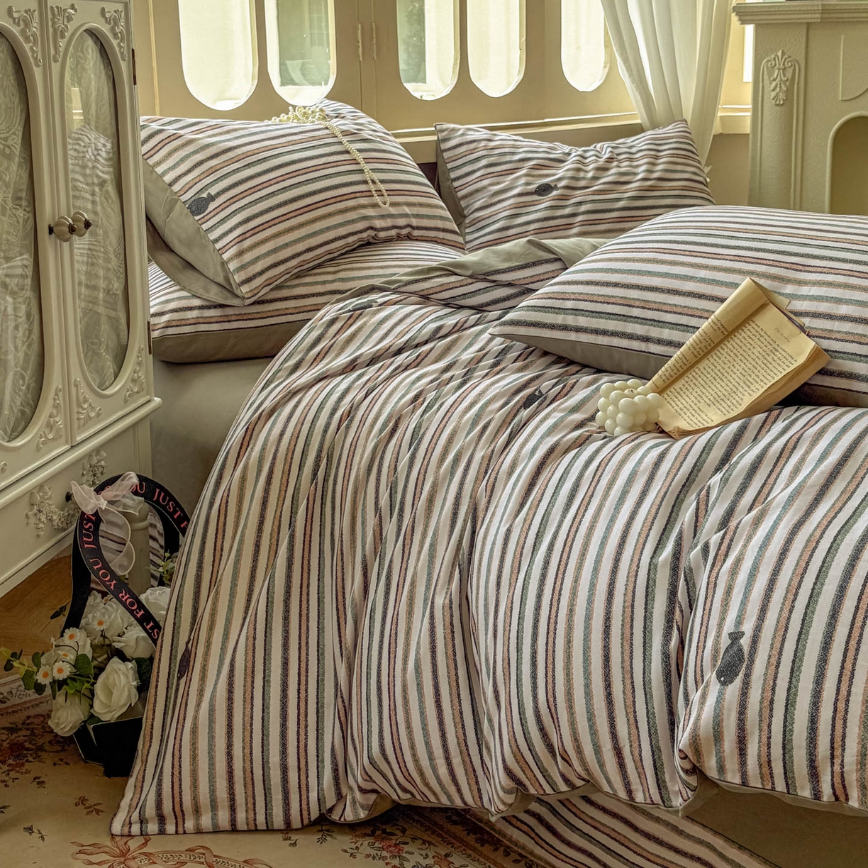 91家纺网 家纺一手货源 找家纺 田野 2025新款全棉13360加厚磨毛印花四件套 清游-绿