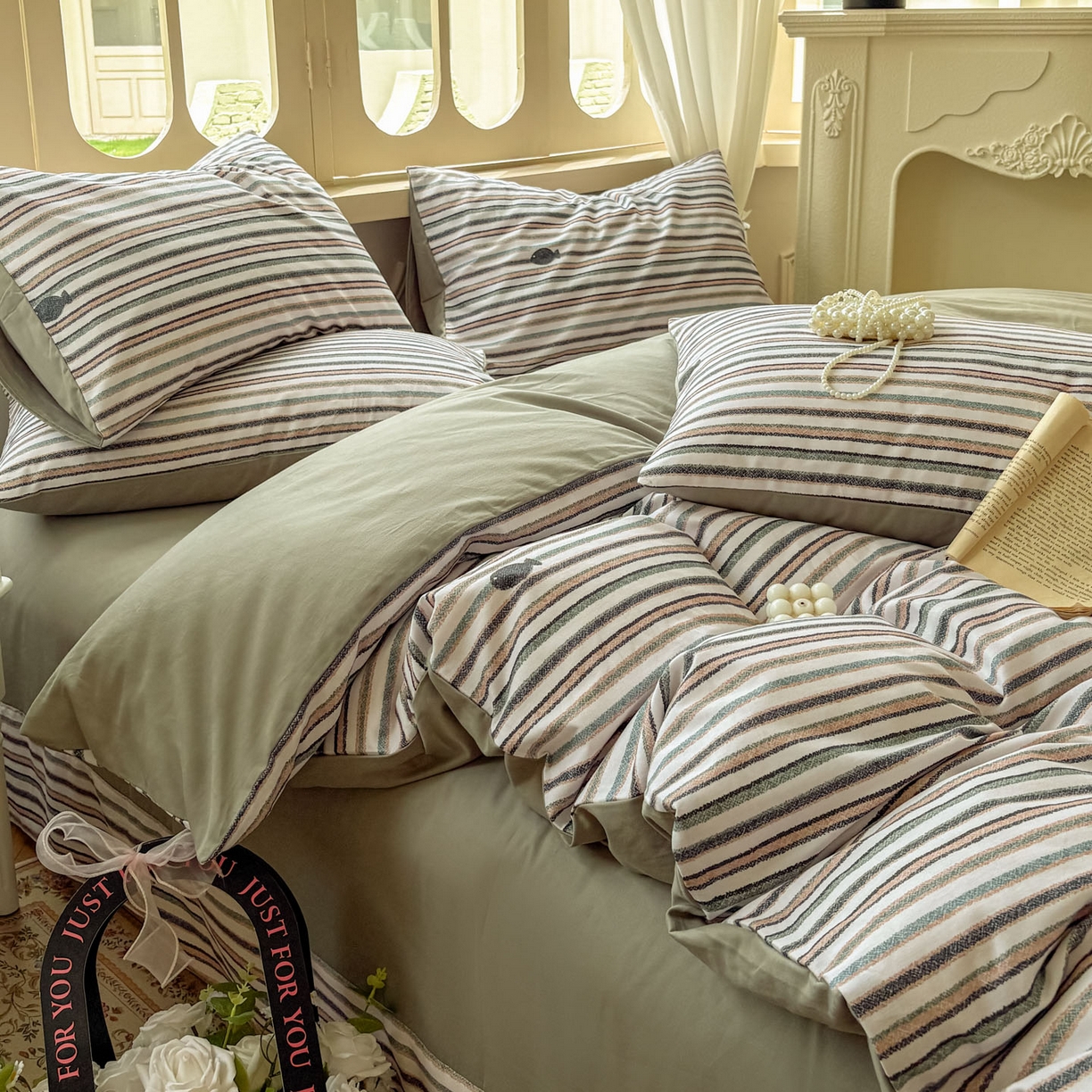 91家纺网 家纺一手货源 找家纺 田野 2025新款全棉13360加厚磨毛印花四件套 清游-绿