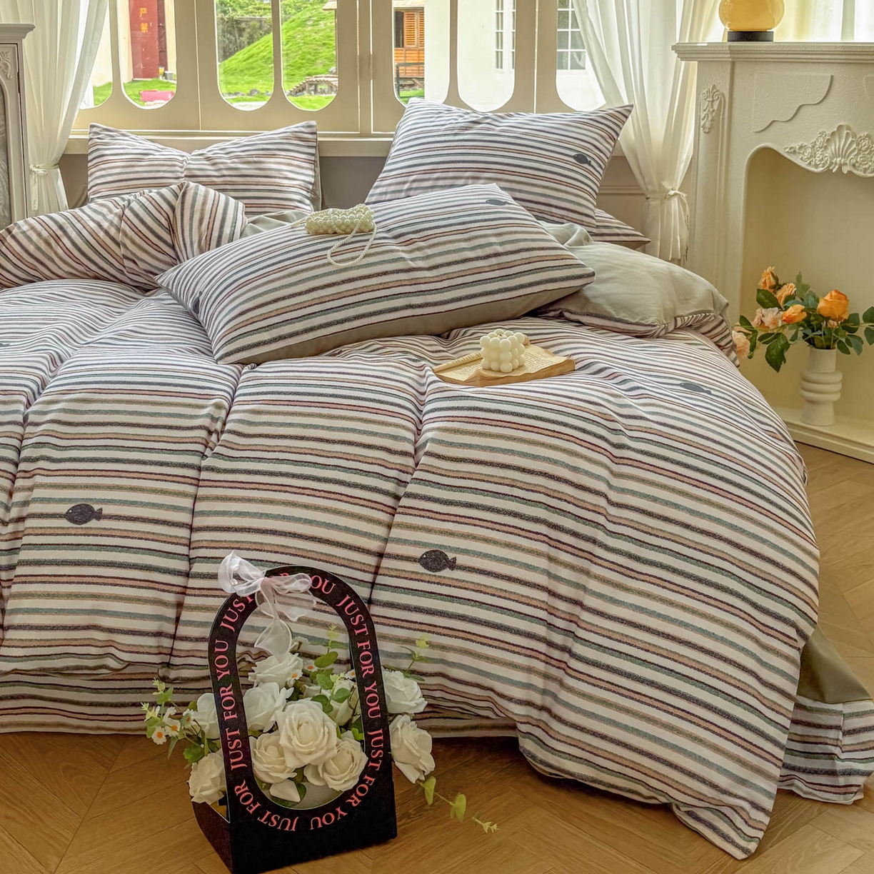 91家纺网 家纺一手货源 找家纺 田野 2025新款全棉13360加厚磨毛印花四件套 清游-绿