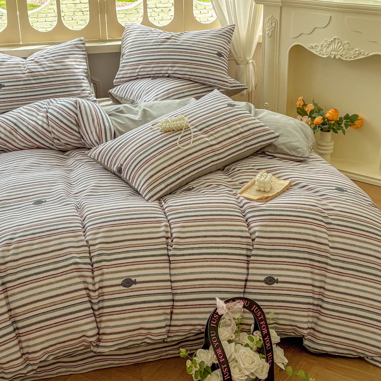 91家纺网 家纺一手货源 找家纺 田野 2025新款全棉13360加厚磨毛印花四件套 清游-绿