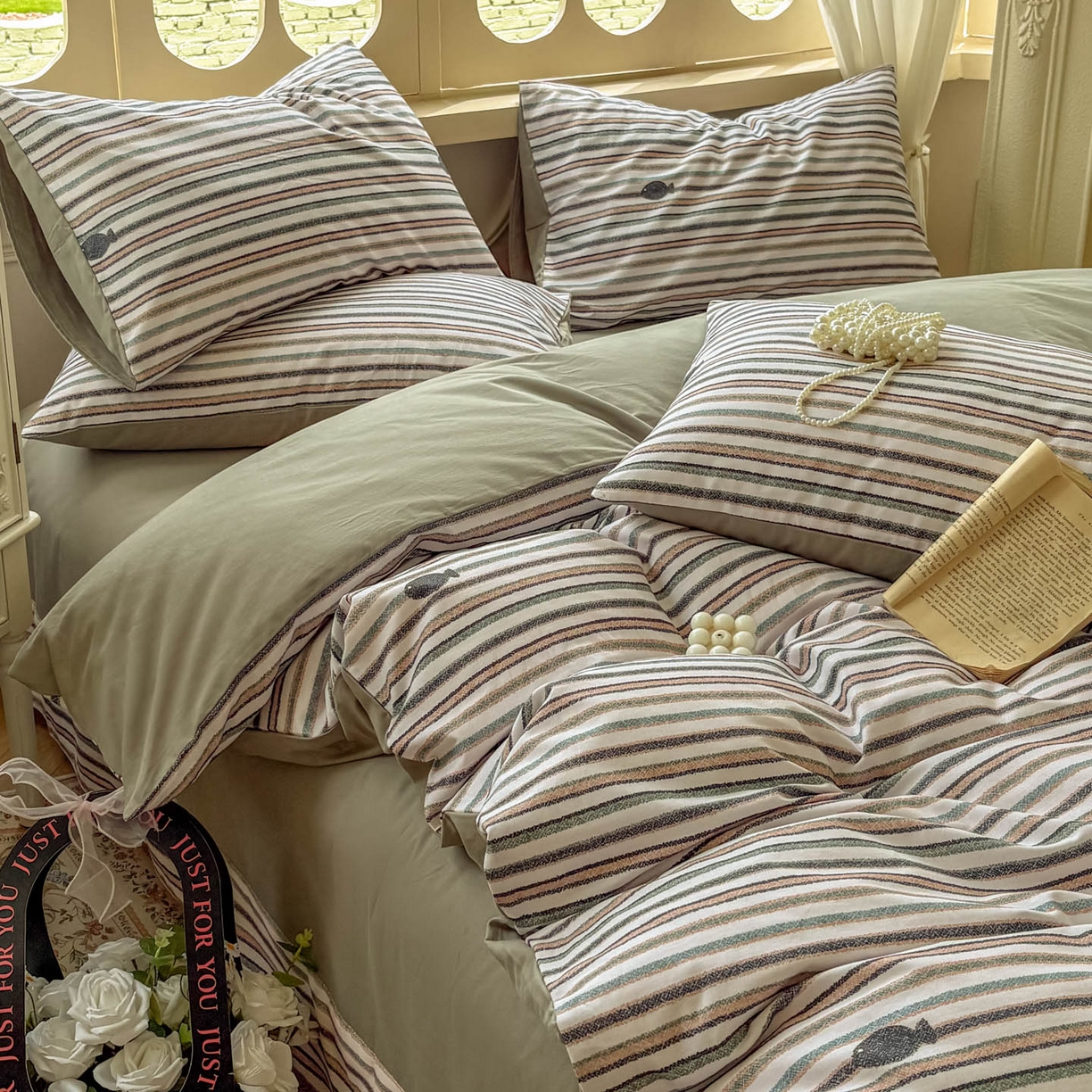 91家纺网 家纺一手货源 找家纺 田野 2025新款全棉13360加厚磨毛印花四件套 清游-绿