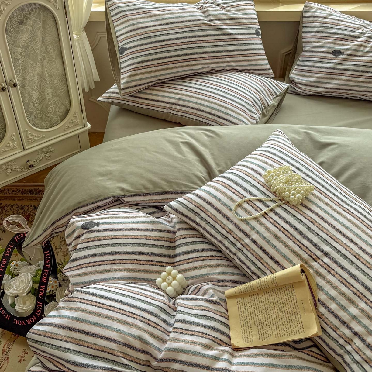 91家纺网 家纺一手货源 找家纺 田野 2025新款全棉13360加厚磨毛印花四件套 清游-绿