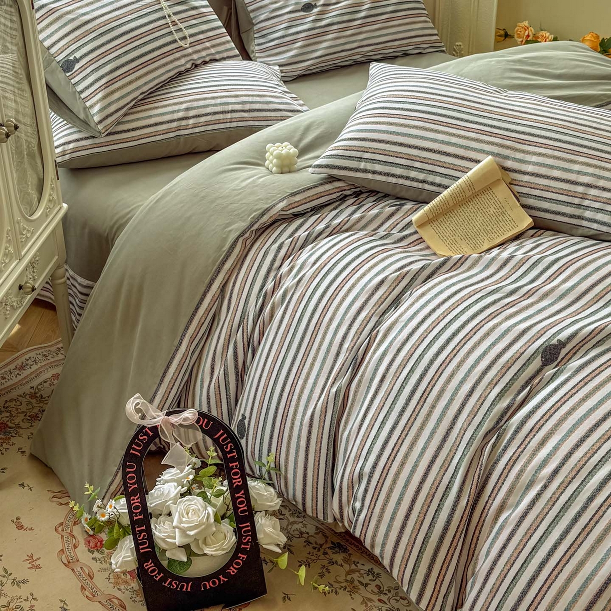 91家纺网 家纺一手货源 找家纺 田野 2025新款全棉13360加厚磨毛印花四件套 清游-绿