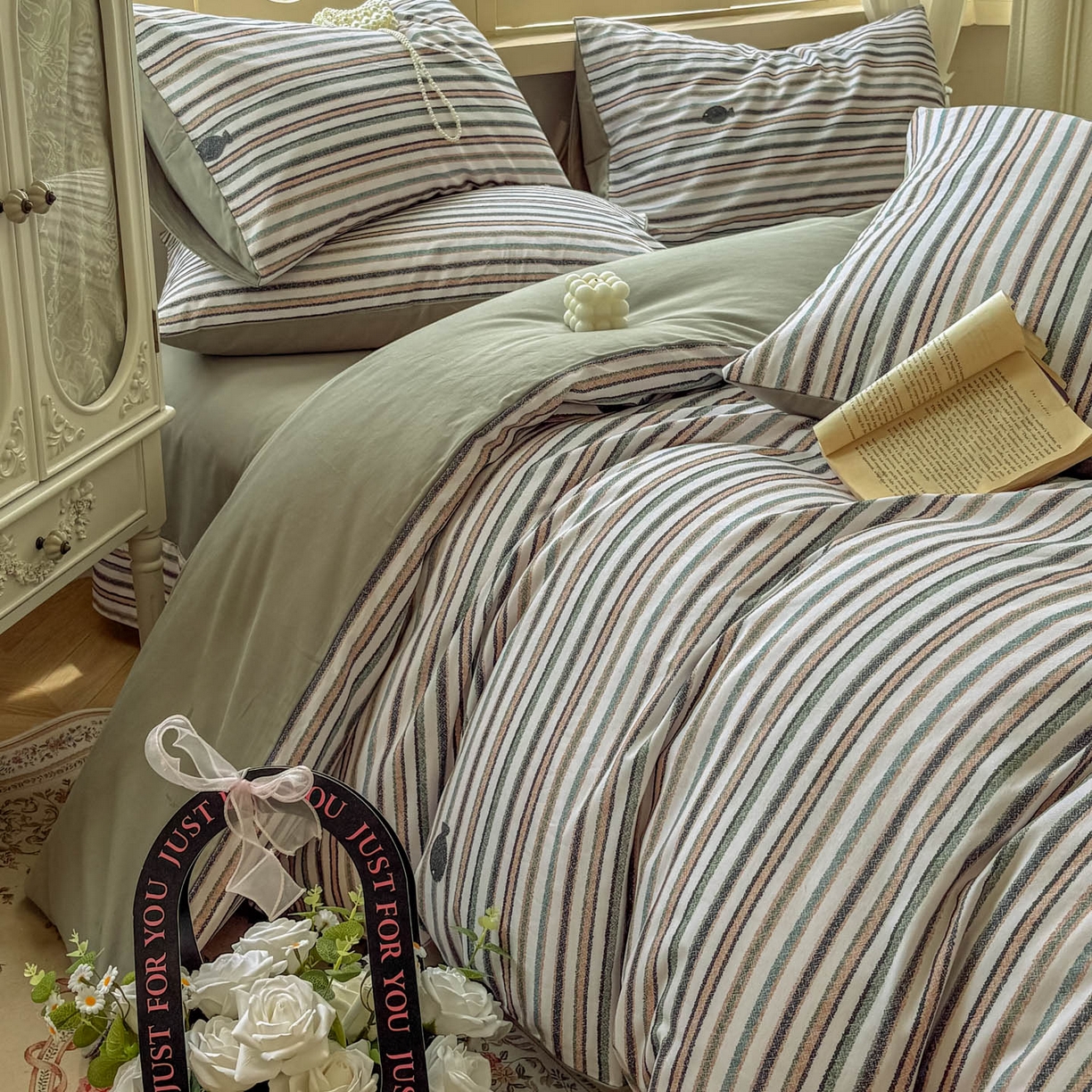 91家纺网 家纺一手货源 找家纺 田野 2025新款全棉13360加厚磨毛印花四件套 清游-绿