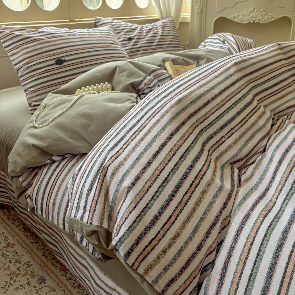 91家纺网 家纺一手货源 找家纺 田野 2025新款全棉13360加厚磨毛印花四件套 清游-绿