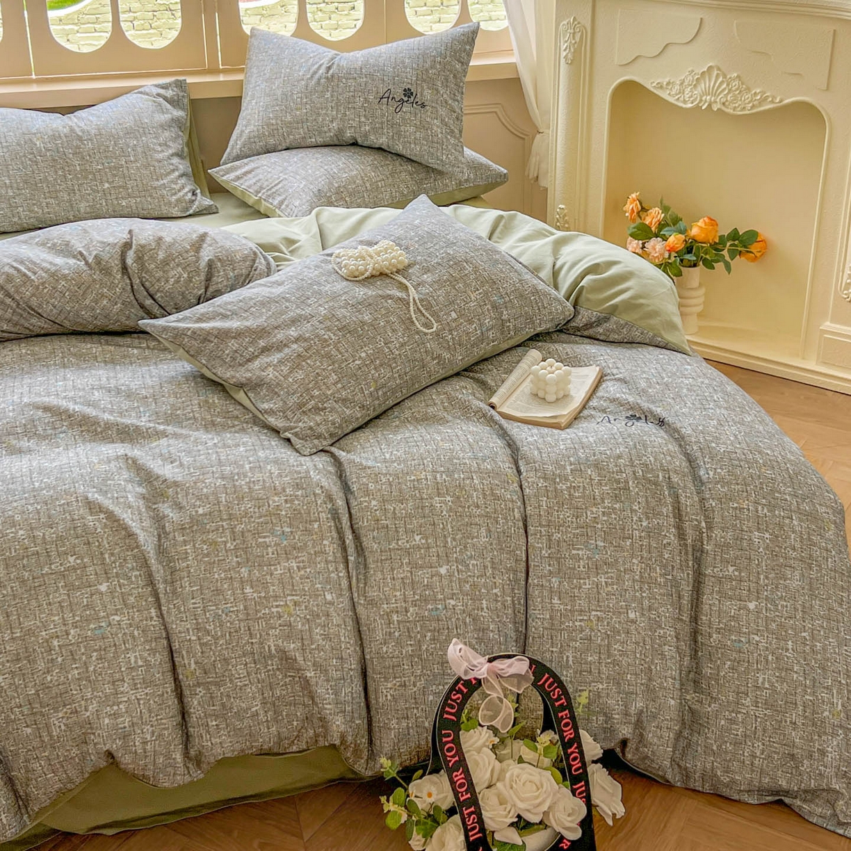 91家纺网 家纺一手货源 找家纺 田野 2025新款全棉13360加厚磨毛印花四件套 晴朗-绿