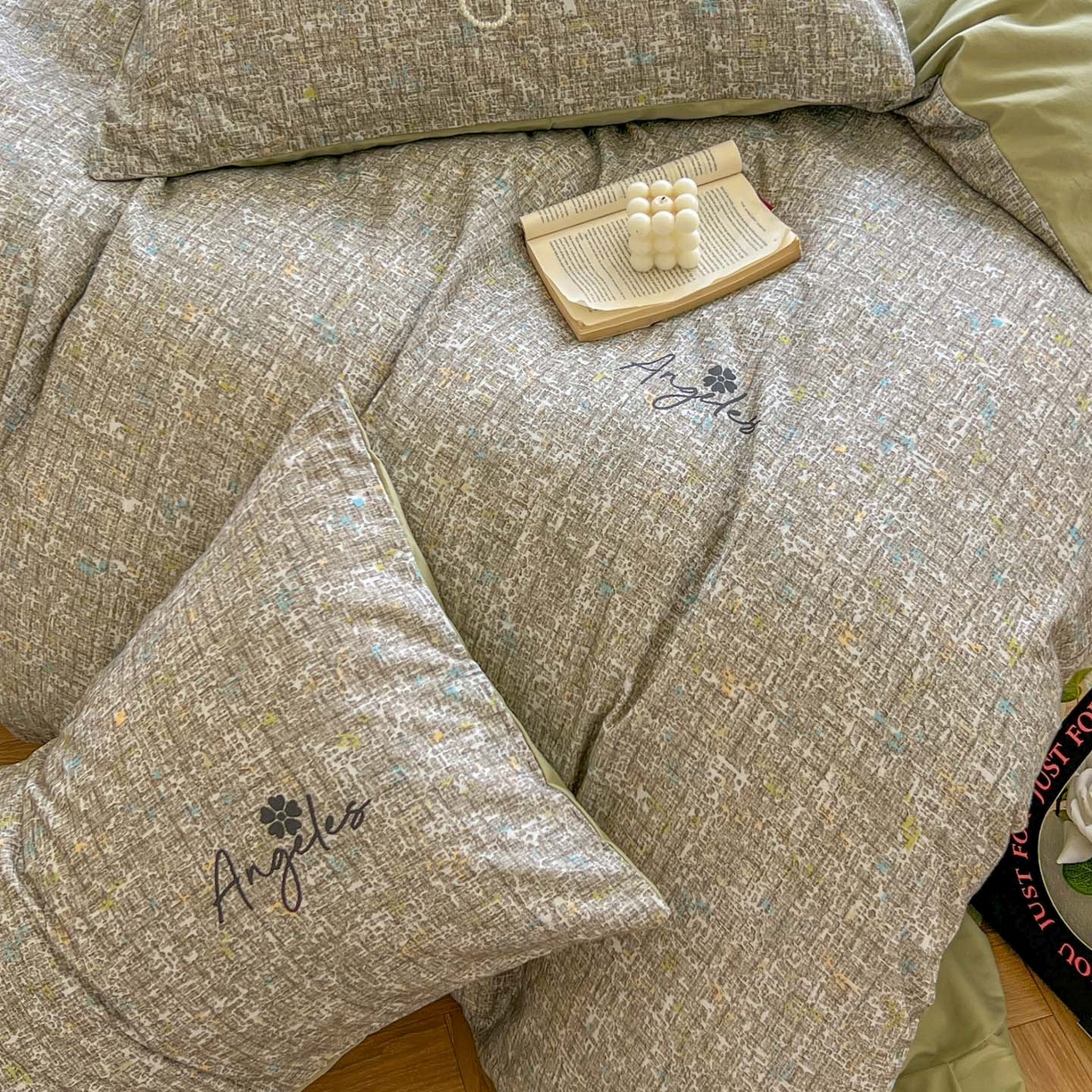 91家纺网 家纺一手货源 找家纺 田野 2025新款全棉13360加厚磨毛印花四件套 晴朗-绿