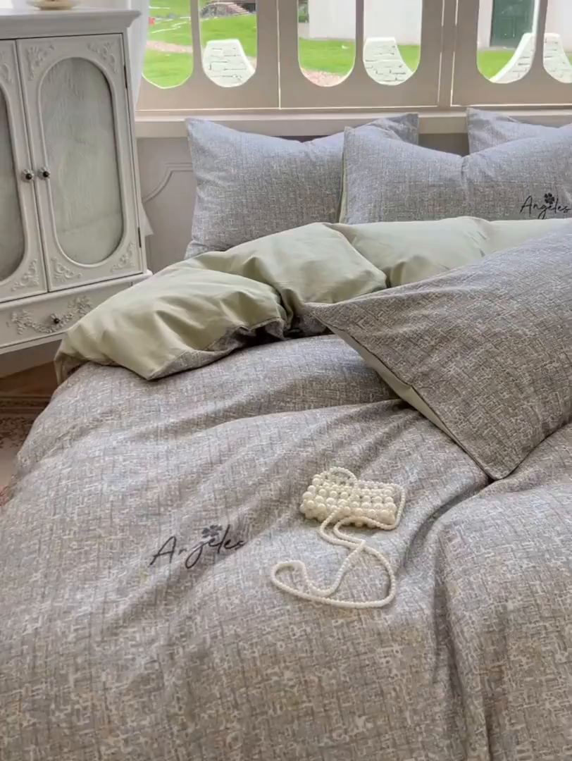 91家纺网 家纺一手货源 找家纺 田野 2025新款全棉13360加厚磨毛印花四件套 晴朗-绿