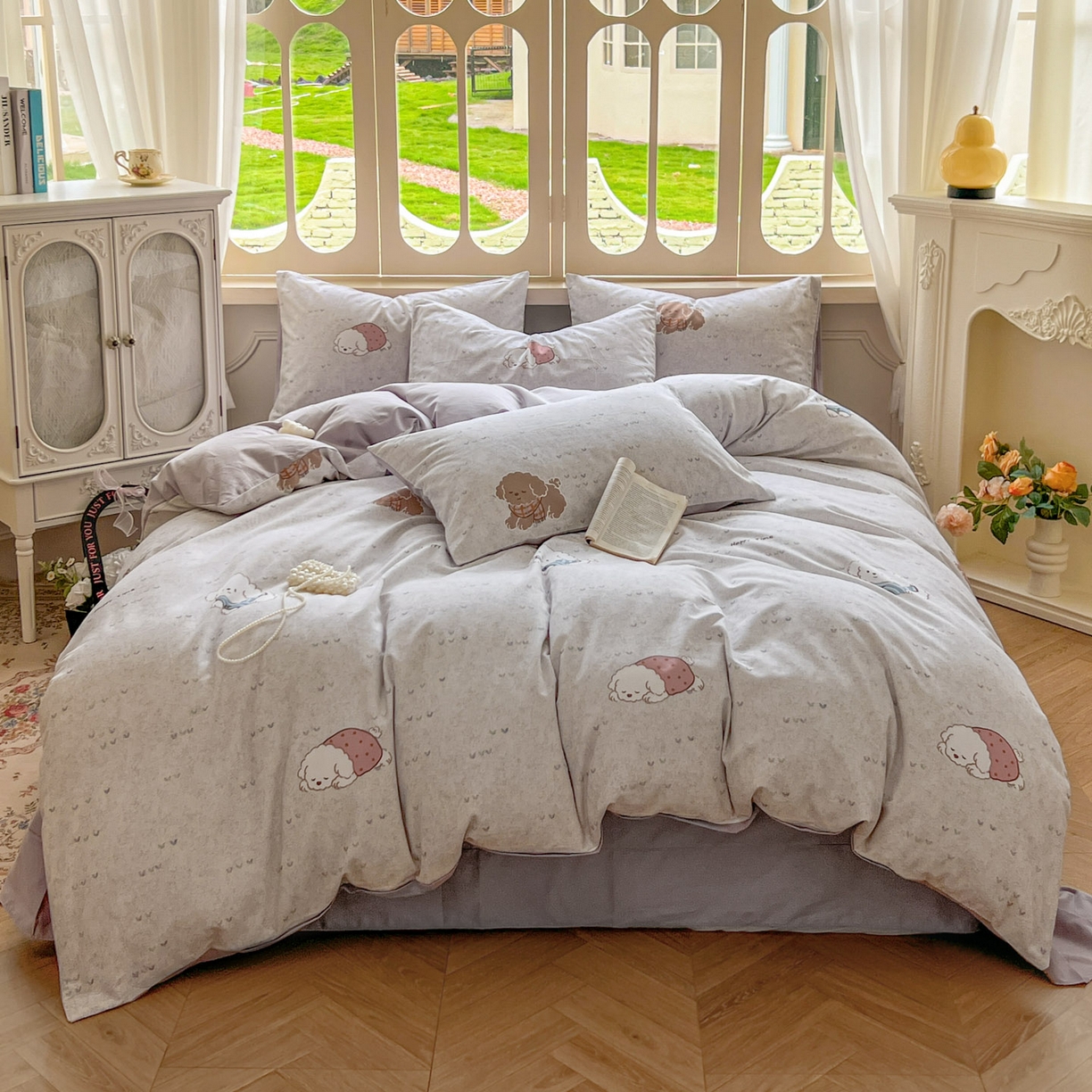 田野 2025新款全棉13360加厚磨毛印花四件套 幸运狗