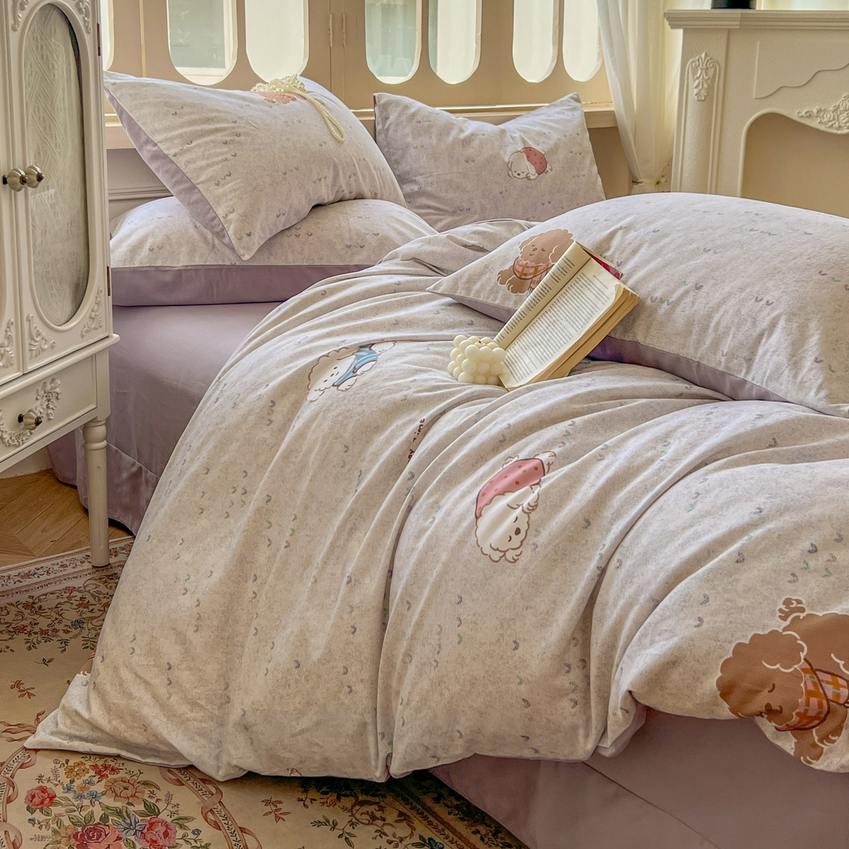 91家纺网 家纺一手货源 找家纺 田野 2025新款全棉13360加厚磨毛印花四件套 幸运狗