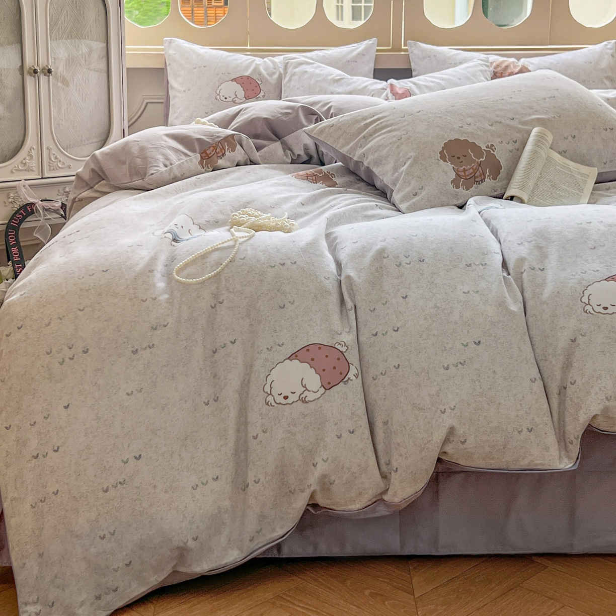 91家纺网 家纺一手货源 找家纺 田野 2025新款全棉13360加厚磨毛印花四件套 幸运狗