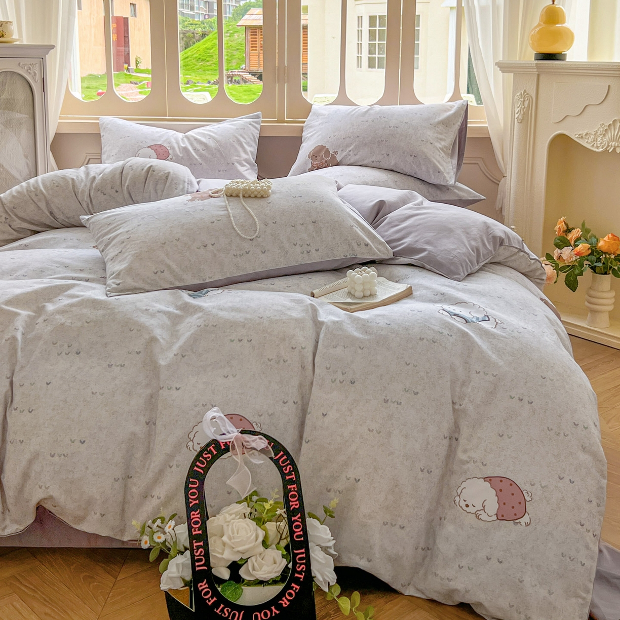 91家纺网 家纺一手货源 找家纺 田野 2025新款全棉13360加厚磨毛印花四件套 幸运狗