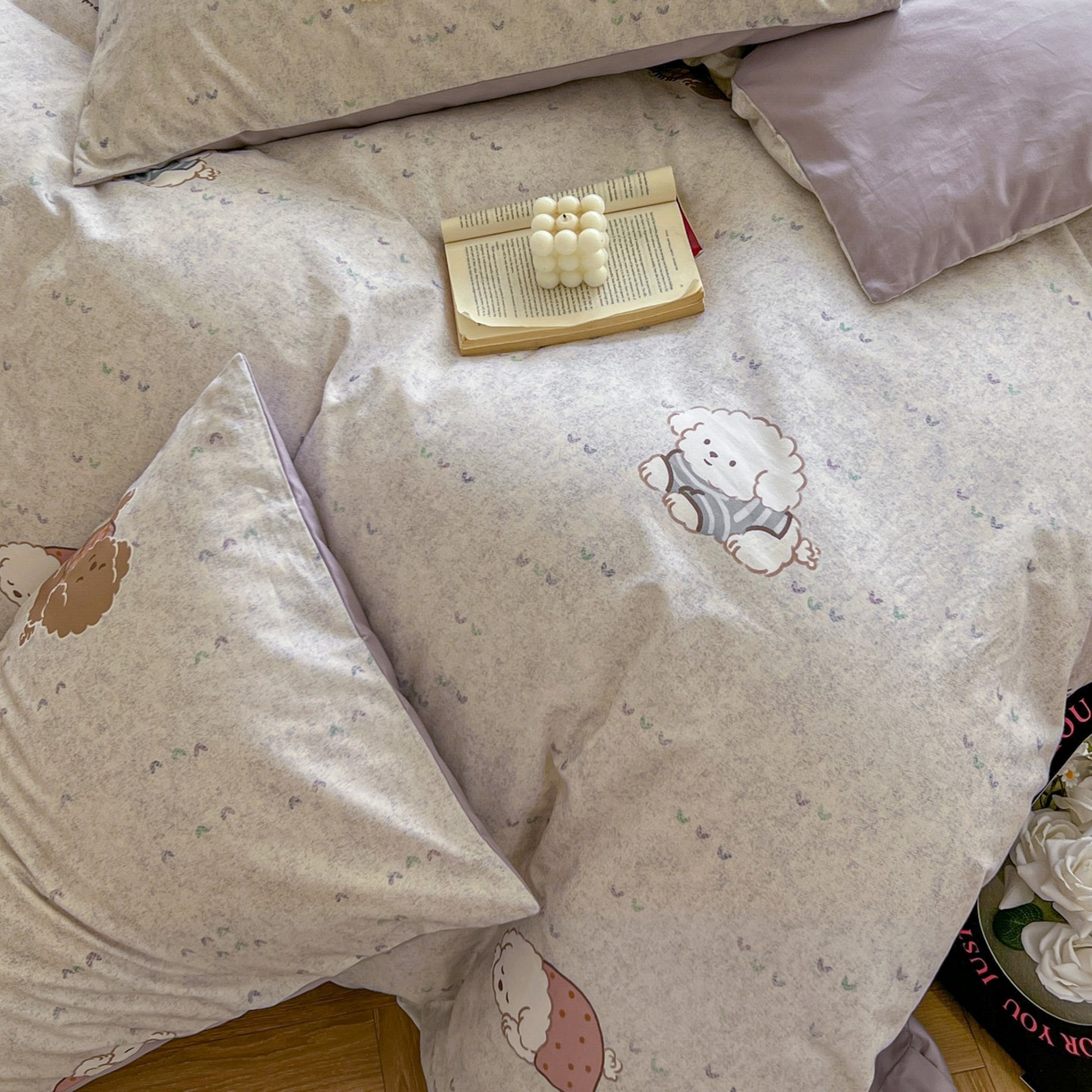 91家纺网 家纺一手货源 找家纺 田野 2025新款全棉13360加厚磨毛印花四件套 幸运狗