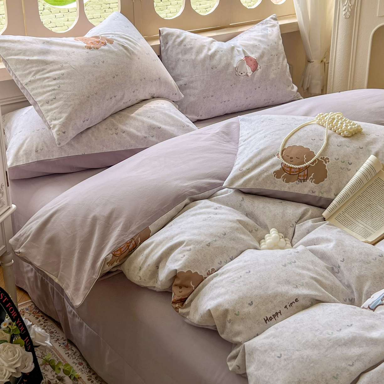 91家纺网 家纺一手货源 找家纺 田野 2025新款全棉13360加厚磨毛印花四件套 幸运狗