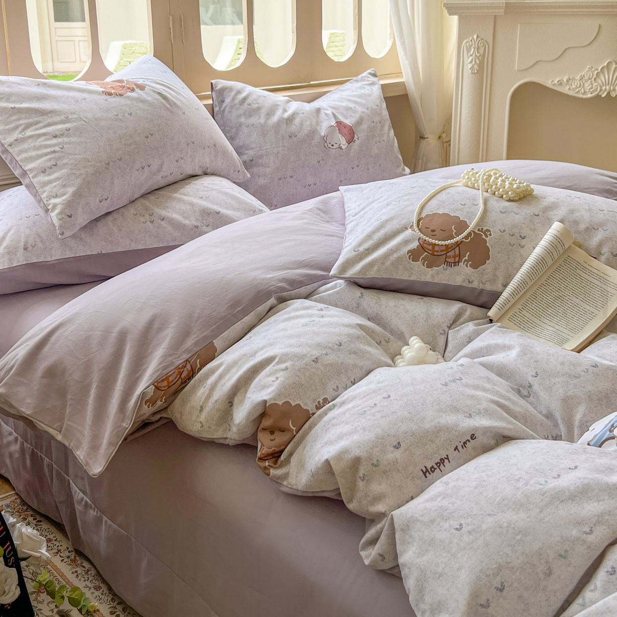 91家纺网 家纺一手货源 找家纺 田野 2025新款全棉13360加厚磨毛印花四件套 幸运狗