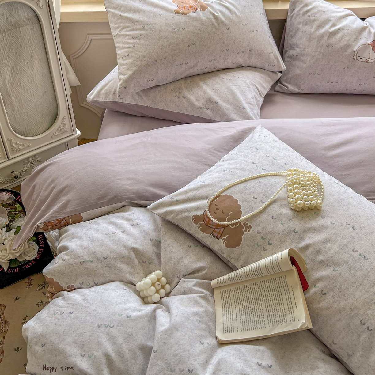 91家纺网 家纺一手货源 找家纺 田野 2025新款全棉13360加厚磨毛印花四件套 幸运狗