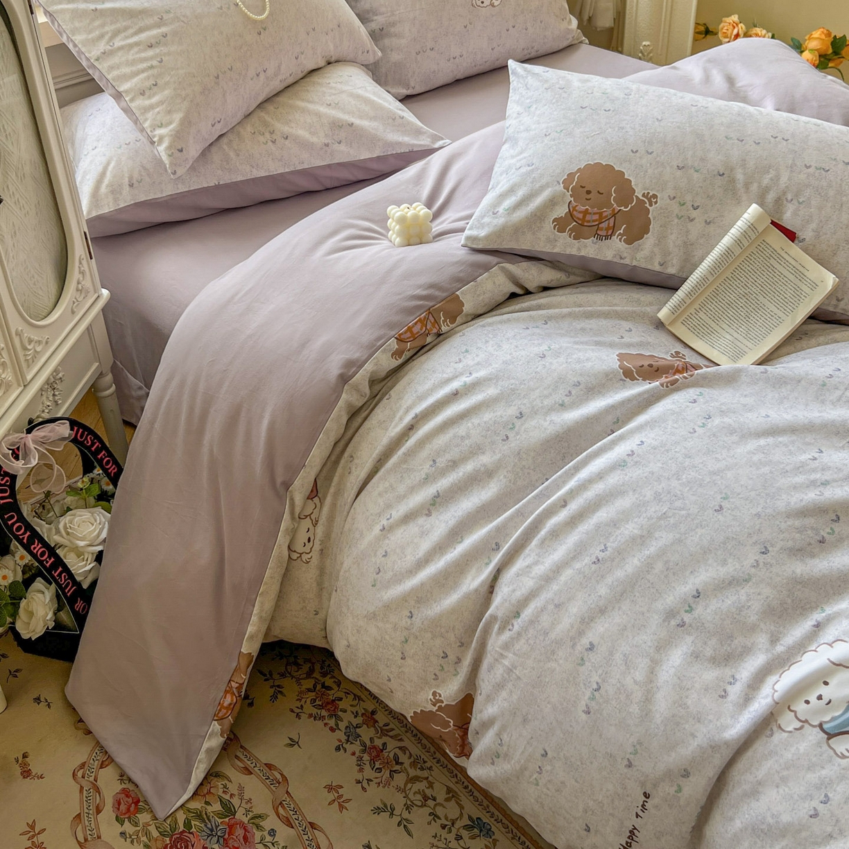 91家纺网 家纺一手货源 找家纺 田野 2025新款全棉13360加厚磨毛印花四件套 幸运狗